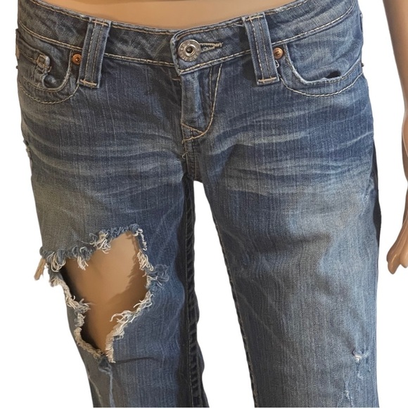 Big Star Sweet Ultra Low Rise Decontructed/Ripped Bootcut Jeans - Picture 3 of 13